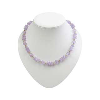 Amethyst Kette mit Kristallen Halskette Perlenmieze 