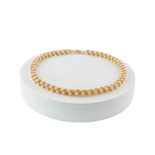 Damen Perlenkette mit Kristallen Halskette Perlenmieze 