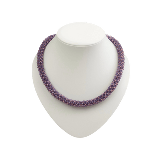 Kette mit Kristallen - Amethyst Opal Halskette Perlenmieze 