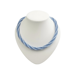 Kette Spirale Hellblau Halskette Perlenmieze 